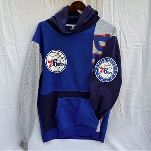 Philadelphia 76ers Hoodie Mens Large Blue Jigsaw Colorblock Basketball NBA